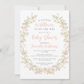 Invitation Petit fleur sauvage rose mignon boho bébé douche (Devant)