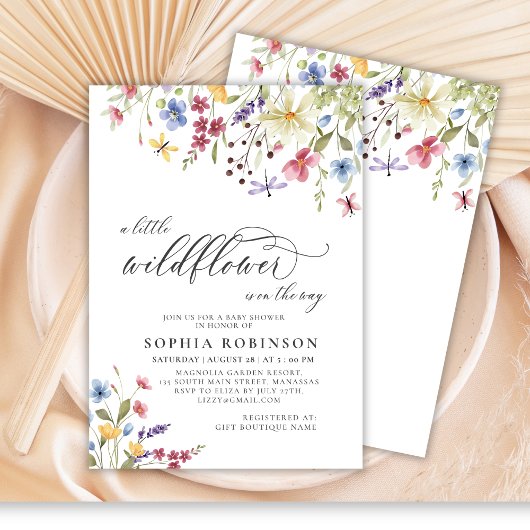 Invitation Petit Fleur sauvage Script Baby shower Boho