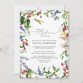 Invitation Petit Fleur sauvage Script Baby shower Floral (Devant)