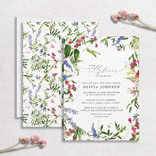 Invitation Petit Fleur sauvage Script Baby shower Floral