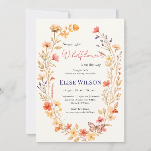 Invitation Petit fleur sauvage sucré en route (Devant)