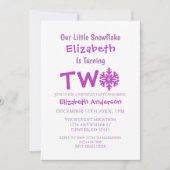 Invitation Petit flocon de neige 2e anniversaire (Devant)