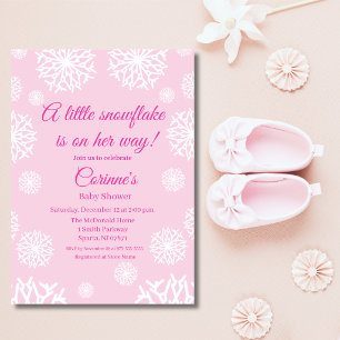 Invitation Petit flocon de neige délicat fille rose baby show