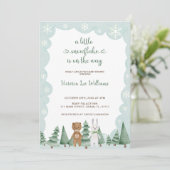 Invitation Petit flocon de neige est sur le chemin Baby showe (Debout devant)