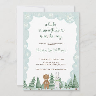 Invitation Petit flocon de neige est sur le chemin Baby showe