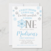 Invitation Petit Flocon de neige, Hiver ONE derland Premier a (Devant)