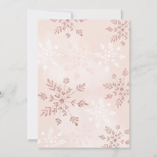 Invitation Petit flocon de neige rose or rose script baby sho (Dos)