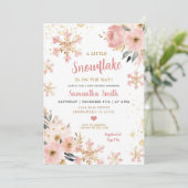 Invitation Petit Flocon De Neige Rose Sur Le Chemin Douche De (Debout devant)