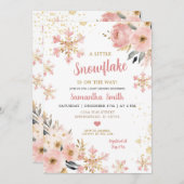 Invitation Petit Flocon De Neige Rose Sur Le Chemin Douche De (Devant / Derrière)