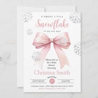Invitation Petit Flocon De Neige Sur Le Chemin Baby shower Bo