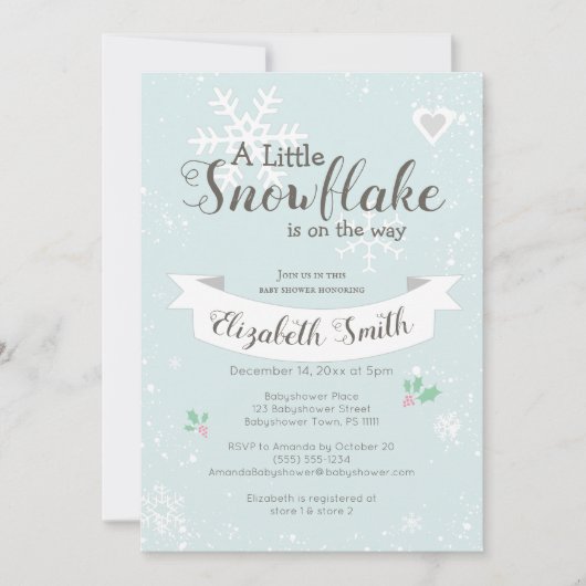 Invitation Petit flocon de neige sur le chemin Babyshower inv (Devant)