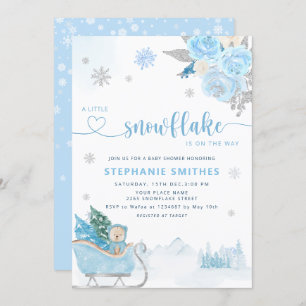 Invitation Petit Flocon de neige Teddy Bear Baby shower d'hiv