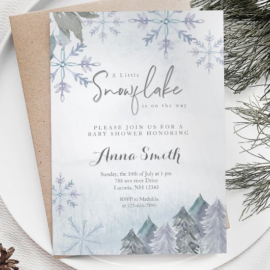 Invitation Petit flocon d'hiver sur le chemin du baby shower