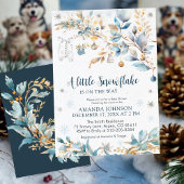 Invitation Petit Flocon d'Or Bébé Shower d'Hiver