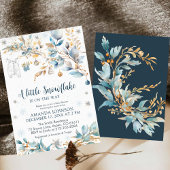 Invitation Petit Flocon d'Or Bébé Shower d'Hiver