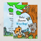 Invitation Petit Fox et Forest Friends Baby shower du garçon (Devant / Derrière)