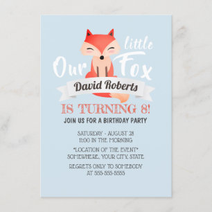 Invitation Petit Fox mignonne Bois Animaux Anniversaire