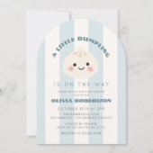 Invitation Petit Garçon Baby Shower Dumpling Bleu Rayures (Devant)
