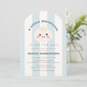 Invitation Petit Garçon Baby Shower Dumpling Bleu Rayures (Debout devant)