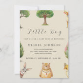 Invitation Petit garçon Boho Baby shower d'animaux de bois Bo (Devant)