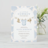 Invitation Petit Garçon Cowboy Impression Bébé Shower (Debout devant)