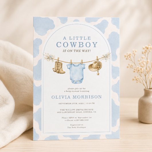 Invitation Petit Garçon Cowboy Impression Bébé Shower
