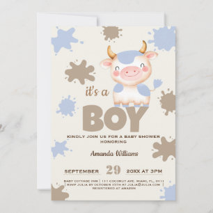 Invitation Petit garçon de ferme de la vache Sainte baby show