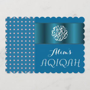 Invitation Petit garçon musulman Blue Aqiqah Islamic
