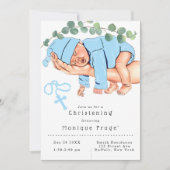 Invitation Petit garçon sur les bras de maman Rosaire Bleu Ch (Devant)