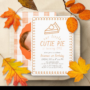 Invitation Petit gâteau adoré doodle orange photo 1er anniver
