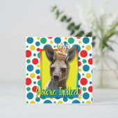 Invitation Petit gâteau d'anniversaire - kangourou (Debout devant)