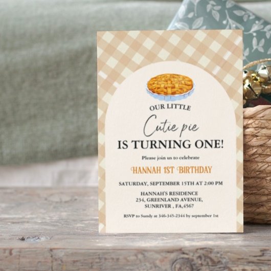 Invitation Petit gâteau de Thanksgiving Blanc 1er Anniversair