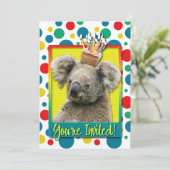 Invitation Petit gâteau d'invitation - koala (Debout devant)