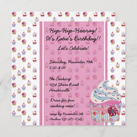 Invitation Petit gâteau étincelant Invitaiton (Devant / Derrière)