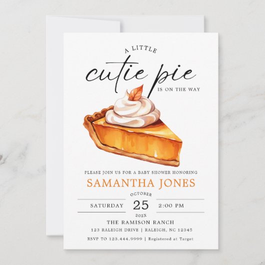 Invitation Petit gâteau pumpkin gingham bébé shower automnal (Devant)