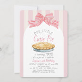 Invitation Petit gâteau rose fille anniversaire (Devant)