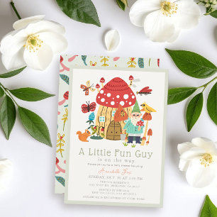 Invitation Petit Gnome Champignon Garçon Baby Shower