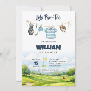 Invitation Petit golfeur Par-Tee Aquarelle Anniversaire de go