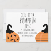 Invitation Petit Halloween moderne Citrouille Anniversaire (Devant)