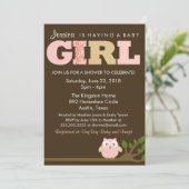 Invitation Petit hibou Baby Girl Douche Invitation, Motif (Debout devant)