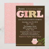 Invitation Petit hibou Baby Girl Douche Invitation, Motif (Devant / Derrière)