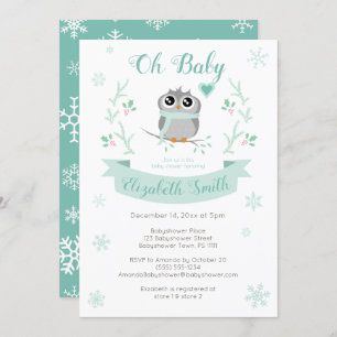 Invitation Petit hibou genre neutre bébé hiver bébé douche