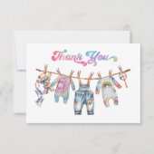 Invitation Petit Hippie Type Tee Clothesline Merci Note (Devant)