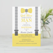Invitation Petit Homme Baptême Invitation, Jaune, Gris (Debout devant)
