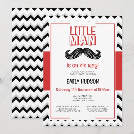 Invitation Petit Homme Éditable (Devant / Derrière)