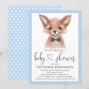 Invitation Petit Homme Fox Boy Baby shower de bois