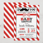Invitation Petit Homme Mustache Baby shower bébé garçon (Devant / Derrière)
