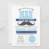 Invitation Petit Homme Mustache Bash Boy Baby shower (Devant)