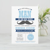 Invitation Petit Homme Mustache Bash Boy Baby shower (Debout devant)