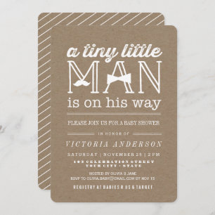 Invitation Petit Homme Mustache Bow Cravate Rustic Bow Baby s